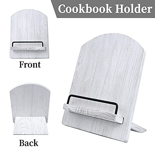 Cookbook Holder | Wood Cookbook Stand (White) Adjustable Pull-Out Recipe Holder Stand For Kitchen, Dining Room, Bedroom. #TOP4