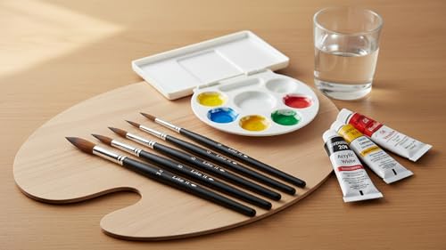 Image of Like it Professional Round Mop Paint Brush Set (4 Pcs-Size 4, 6, 8, 14) - Matte Black Wooden Handle, Fine Detail Brushes for Acrylic, Watercolor&Oil Painting - Art & Craft for Kids, Beginners&Artists