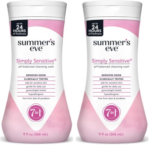 Image of Summer's Eve Cleansing Wash | Simply Sensitive | 9 Ounce | pH-Balanced | Dermatologist & Gynecologist Tested (Pack of 2)