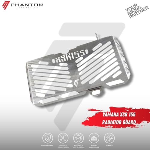 Image of Phantom Radiator Guard Silver For Yamaaha XSR 155 | High Precision Stainless Steel | Rust-Resistant Engine Protection | Easy Fit Motorcycle Radiator Cover