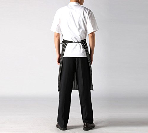 Black Chalk Stripe Bib Aprons For Chef With Pockets Waist Kitchen Apron Gift For Father #TOP2