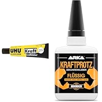 UHU Alleskleber Kraft Tube & 50 g Sekundenkleber extra stark | Inkl. Anti-Austrocknungs-Spitze | KRAFTPROTZ | Flüssiger Superkleber | Universell verwendbar zum Kleben von Plastik