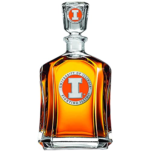 Image of Heritage Pewter Illinois Capitol Decanter | 24 OZ Liquor Pourer | Expertly Crafted Pewter Glass Clear