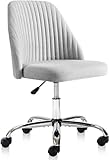 DUMOS Office Desk Chair, Modern Cute Rolling Vanity Swivel Task Chairs with Wheels, Comfortable Back Seat Armless for Home, Bedrooms, Office, Study, Student, Adults, Make-up, Dressing Room, Cloud,Grey
