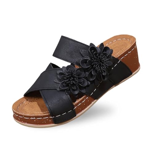 Dasongff - Sandalias para mujer, piel cómoda, con plataforma, transpirable, antideslizante, strappy sandals bohemias, sandalias y mulas ortopédicas, punta abierta, suelas gruesas, zapatos de playa