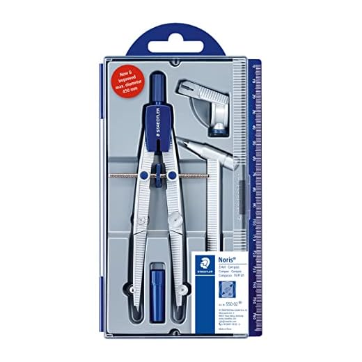 Staedtler - Compasso Scuola Media Elementare e Superiore, Include Astuccio, Accessori e Tubetto Mine Compasso, Ideale per Cancelleria Scuola e Cartoleria - Materiale Scolastico e Cose per la Scuola
