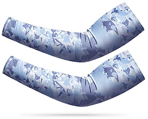 Manchettes de protection solaire bleu camouflage en soie de glace pour homme