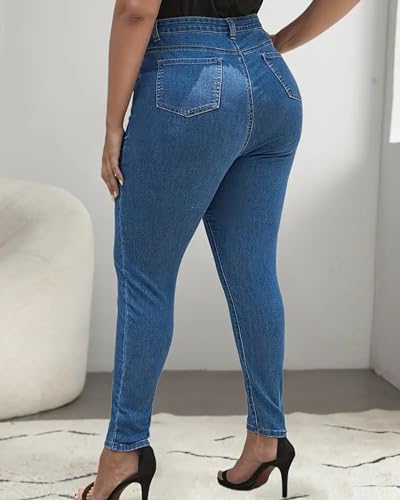 Cyparel Women's Butt Lifting Skinny Jeans High Waisted Rhinestone Fringe Trim Denim Pants3