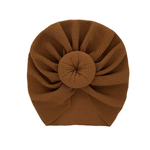 Goldweather Toddler Baby Girl Boy Knotted Turban Hats Newborn Fashion Elastic Criss Cross Turban Twisted Headwrap Beanie Cap Hair Accessories (One Size, Brown)