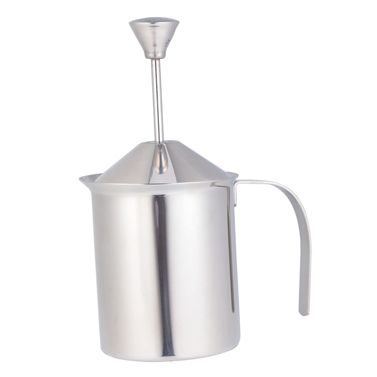 BESTYASH Espumador de Leche Manual de Acero Inoxidable 304 sin Electricidad Doble Malla y 800 Ml Adecuado para Café en Casa