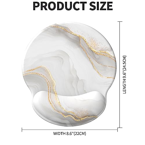 Image of eulps Mouse Pad with Wrist Rest, Comfortable Computer Mousepad with Gel Wrist Support Smooth Surface and Non-Slip PU Base for Pain Relief, Laptop, Office & Home (White Marble)