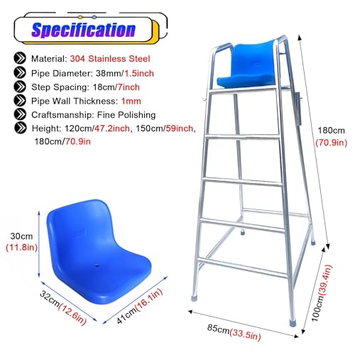 Silla de Salvavidas para Piscina de Acero Inoxidable 180cm miniatura 2