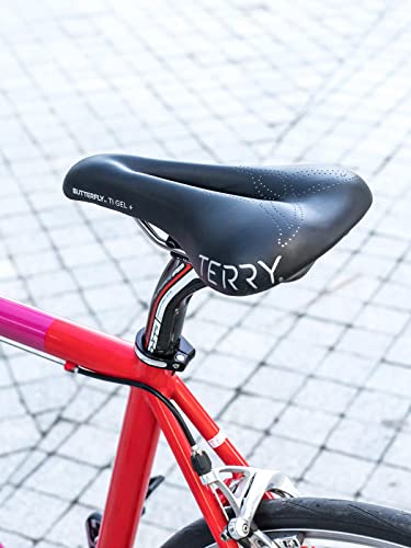 Terry Butterfly Ti Gel Bike Saddle - Bicycle Seat For Women - Flexible & Comfortable - Smooth Black Leather - Black, #TOP4