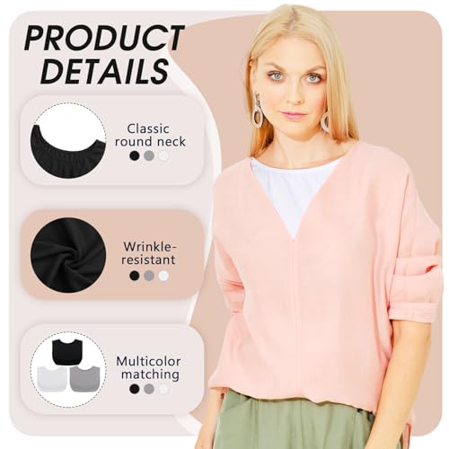 3 Pieces Fake Collars for Women Modesty Panels Crew Collar Neckline Cleavage Cover for Women Under Blouses Favors3
