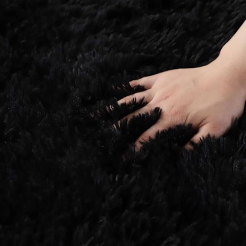 Image of Plush Shag Area Rug for Living Room, 244 cm x 305 cm, Brown (Black, 2X2 FEET)