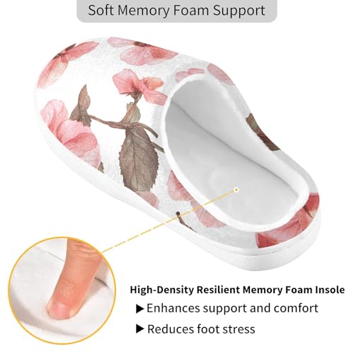 JUNZAN Aesthetic Begonia White Mens Cotton Slipper Winter Memory Foam Mens Slippers for Travel Birthday Presents 6-72