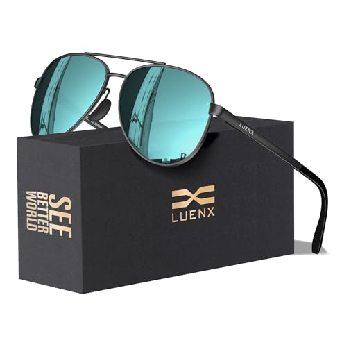 Image of LUENX Aviator Sunglasses for Women Men Polarized Lens Trendy Sun Glasses - UV 400 Protection 60MM with Accessories Driving