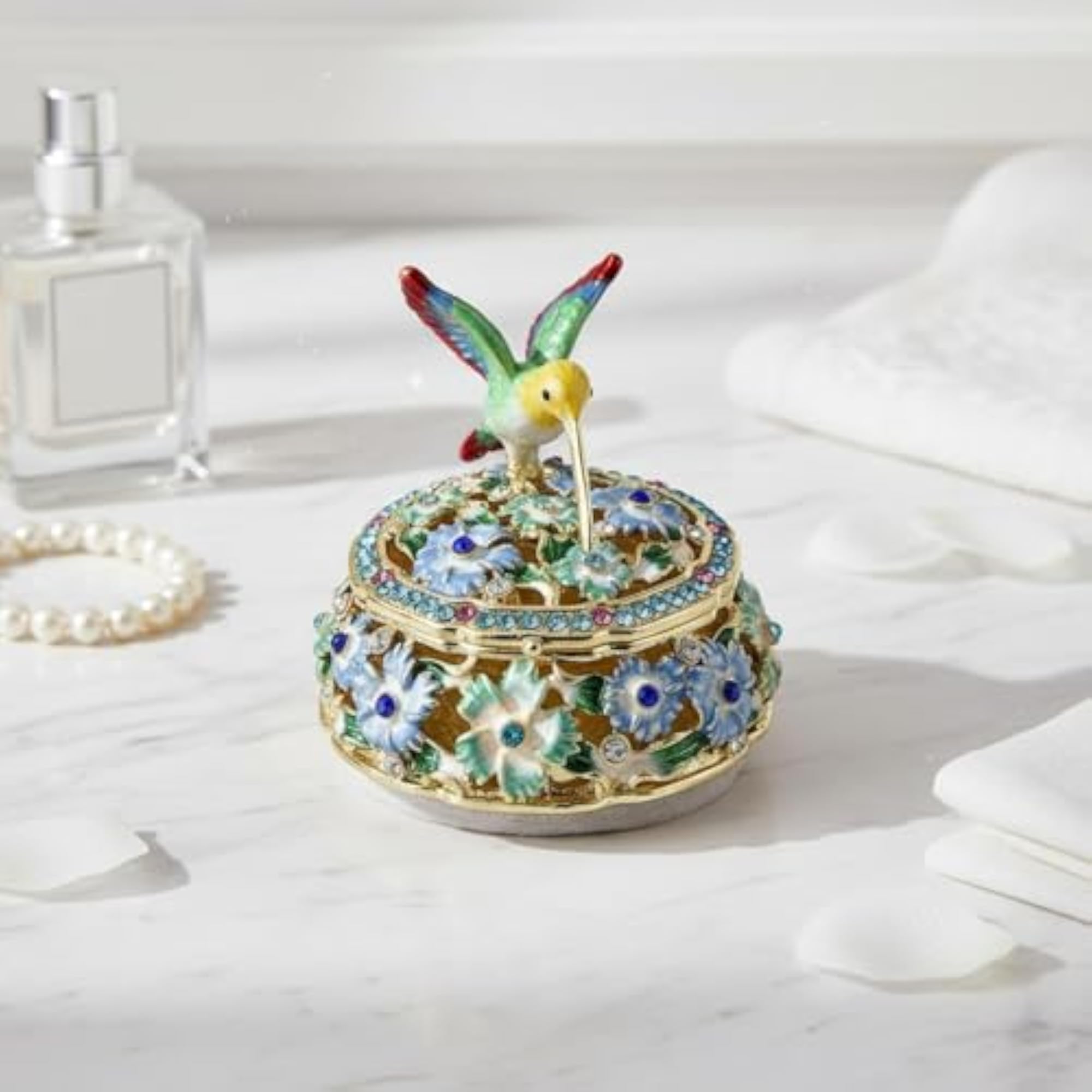 Handmade Hummingbird Trinket Box Luxury Design Home Decor