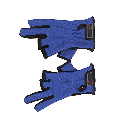 Futaba Breathable 3 Low-Cut Fingers Fishing Gloves- Pack of Two - Blue 3