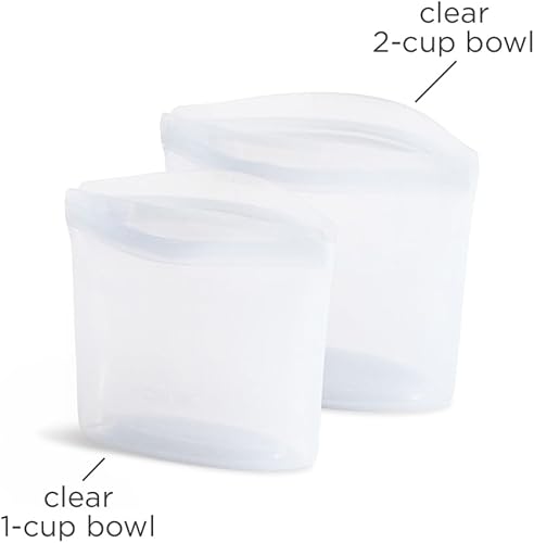 Miniatura 5 de Bolsas de almacenamiento de alimentos reutilizables de silicona premium Stasher, 2 paquetes, transparentes, bolsas de almacenamiento de alimentos