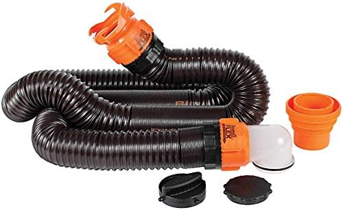 Camco - RhinoFLEX 15' Sewer Hose Kit w/4N1,Elbow, Caps (Eng/Fr)