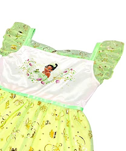 Disney Girls' Fantasy Nightgown Princess Dress Pajama, Green - Tiana, Size 4T3