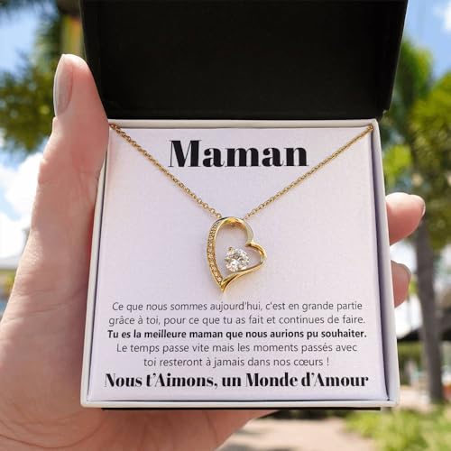 Bramart Collier pour femme Maman Or Argent, Mère Idées cadeaux pour elle Anniversaire de mariage, Anniversaire ou Noël - Coffret avec dédicace comprise (Or - Maman 2) – vue 2