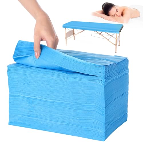 Image of 100PCS Disposable Massage Table Sheets, 71 inch x 31.5 inch Disposable Massage Bed Covers, Breathable Non-Woven Fabric Bed Sheets, Single Use Hygiene Sheet for SPA,Beauty Salons,Hotels (Blue, 71 inch x 31.5 inch)