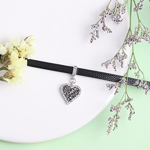 Hexalova Gothic Heart Choker Necklace, Black Choker Necklace For Women, Goth Choker, Black Leather Choker, Black Heart Necklace For Women Girls, Gothic Jewelry (6) #TOP6