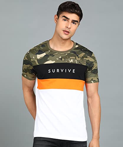 Image of Urbano Fashion Men's Military Camouflage Printed Slim Fit Half Sleeve Cotton T-Shirt