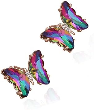 Colorful Butterfly Stud Earrings for Women Enamel Statement Cubic...