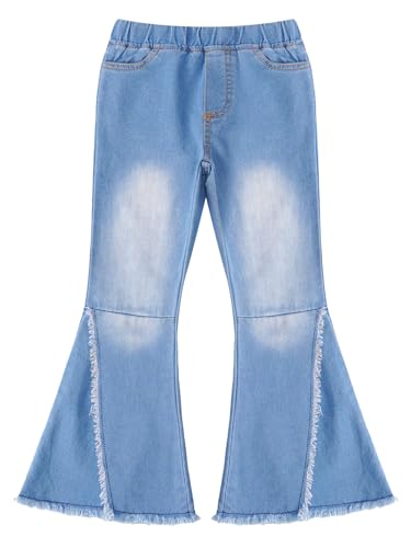 DINORMIN Kids Cowgirl Cute Flare Bootcut Jeans Bell Bottoms Jeans for Girls Casual Ripped Denim Pants3