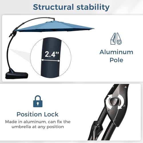 Image of Grand patio 12FT Sunbrella Cantilever Umbrella with Base, Sapphire Blue