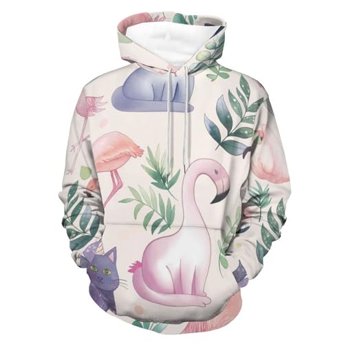 Sweat à capuche licorne et flamant rose pour homme et femme taille S