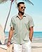 J.VER Men's Linen Shirts Short Sleeve Casual Button Down Shirt for Men Beach Summer Vacation Wedding Tops Green Large