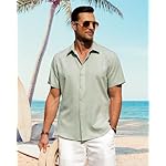 J.VER Men's Linen Shirts Casual Short Sleeve Button Down Shirt Beach Summer Vacation Holiday Wedding Cotton Tops - Image 2