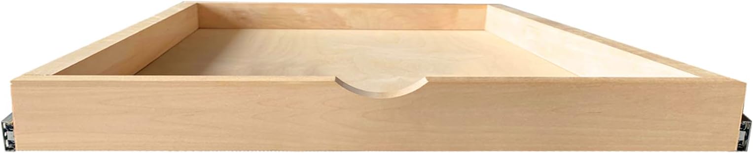 Soft-Closing Drawer, Wood Pull Out Tray Drawer Box Kitchen Cabinet Organizer, Cabinet Slide Out Shelve, Wooden Pull-Out Shelf-Fast and Easy D.I.Y. 27" W21" D3" H