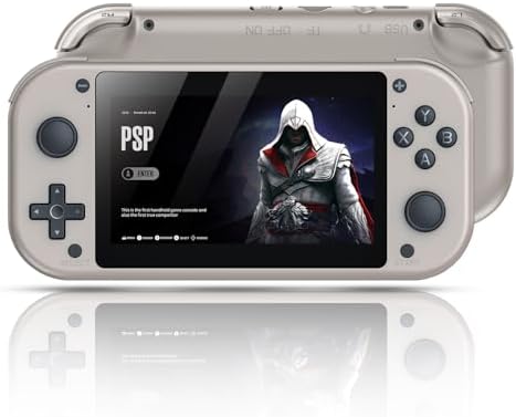 M17 Retro Handheld Game Console 4.3 Inch LCD Screen Built-in 128GB Card 20000+ Classic Games Video Game Console Emuelec System Retro Video Gaming Console 20+ Classic Simulators-Silver