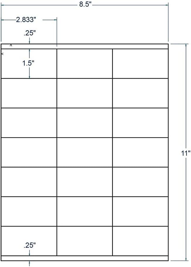 2.8" x 1.5" White Address Label, 21 Label per Sheet (250 Sheets per Carton)