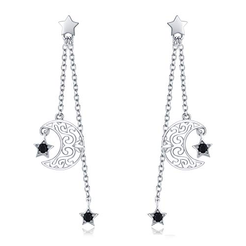 Boucles d'oreilles argent 925 un pont poétique entre la lune et les étoiles pour femme