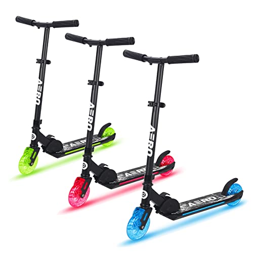 Scostar Aero Kick Toddler Scooter for Kids Ages 5-8 or 6-12 with Dynamic RGB Lights Foldable and Height Adjustable Kids Scooter with Fiberglass Lighting Tube