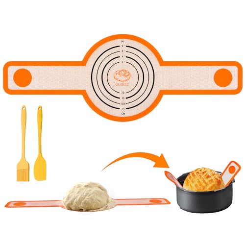 Oudizz Siliconen bakmat voor Dutch Oven, broodbakaccessoires met bakmat en spatel, duurzame bakfolie rond (geel)