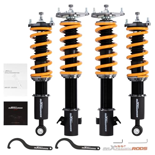 maXpeedingrods Coilover for Subaru Legacy Outback 1998-2003, 24 Levels Damper Adjustable Coilovers Suspension Kit Strut, Height Adjustable T6 Upgraded Shock Absorber, Gold