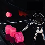 8PCS Luminous Tire Air Cap Plastic Covers,Leak-Proof Seal Tire Caps Set,Corrosion Resistant, Universal Valve Caps for Car Tires, Truck, Motorcycles, Bike (Pink)