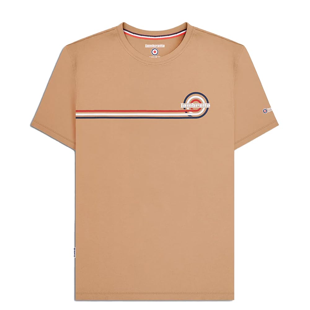 Lambretta Mens Target Stripe Short Sleeve T-Shirt (Sand) 4XL