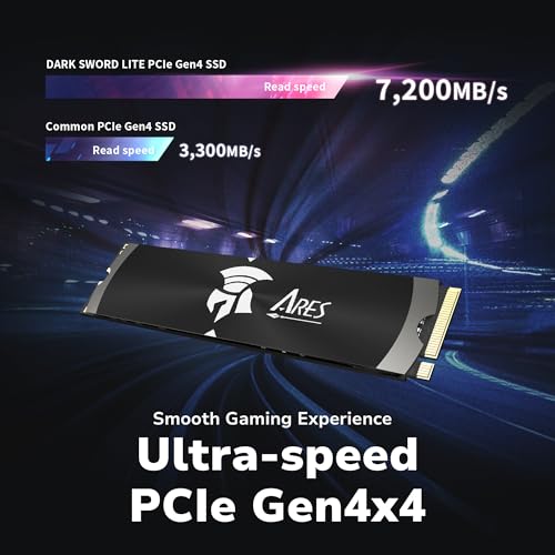 DATO Gen4 SSD with Heatsink 2TB NVMe PCIe 4.0 M.2 2280 Up to 7200/6850MB/s High Performance SSD for Gaming Creation – Ares Dark Sword Lite - Image 4