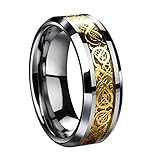 Dicke: 2,3 mm (ca.) SODIAL(R) Herren Ring Drachenschuppe Drachen Muster schraeg Kanten keltisch Ringe Schmuck Hochzeitsband Fuer Maenner Golden 9