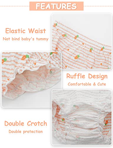 Elastic Waist Diaper Bloomers For Baby Girls Pretty Print Underwear With Bow-Knot Ruffle Underpants 12-24 Months #TOP3