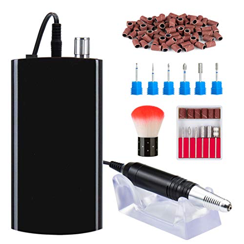 Professional Rechargeable Nail Drill Machine Portable Electric Nail File Polishing Tools for Acrylic Gel Nails(Black)