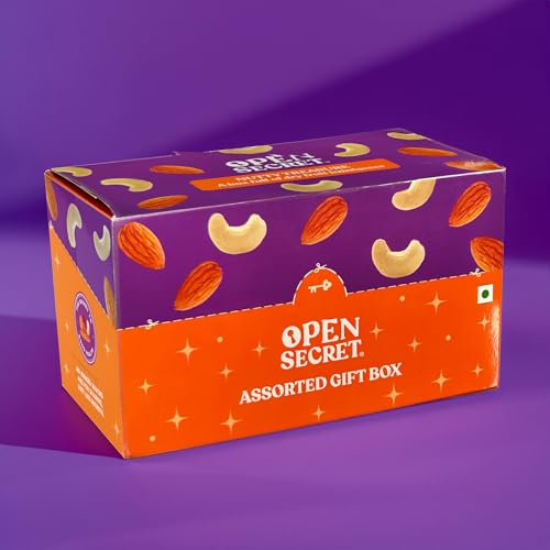 Image of Open Secret Premium Dry Fruit Gift Box | Assorted Cashews & Almonds | Healthy Gifting Hamper for Ramadan, Festive Occasions & Corporate Celebrations (Pack of 3)
